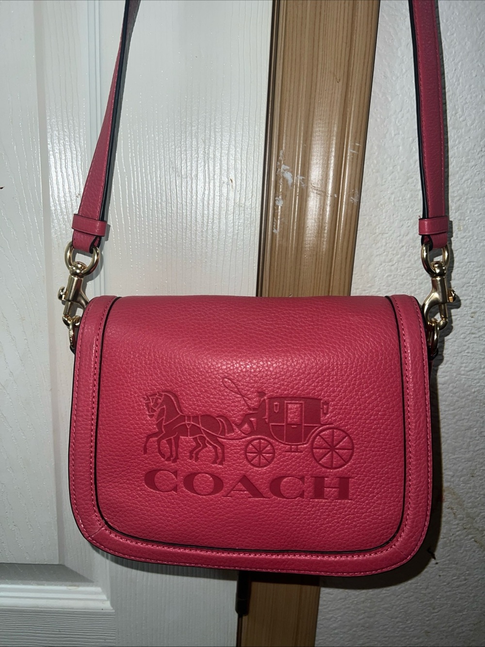 COACH Saddle Bag C4058 Leather Pink Women